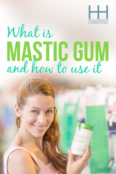 woman holding mastic gum
