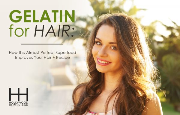 Woman with beautiful hair next to the title "Gelatin for Hair" 