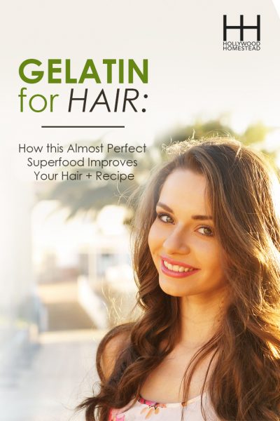 Woman with beautiful hair next to the title "Gelatin for Hair" 