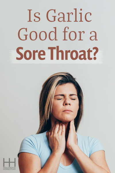 Woman closing her eyes and holding her hands up to her sore throat. 