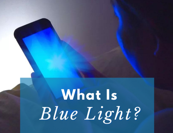 blue light coming from the phone screen under the title "What Is Blue Light?" 