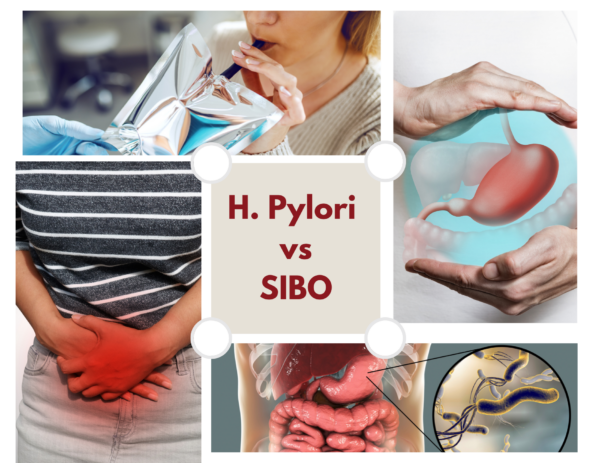 various images of someone experiencing stomach pain from SIBO and h. pylori bacteria 